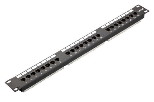 Cat5e UTP شبكة إيثرنت سريعة أفقي لوحة التصحيح 24 منفذ 1U 19inch أمبير نوع تايكو IDC نوع YH4009
