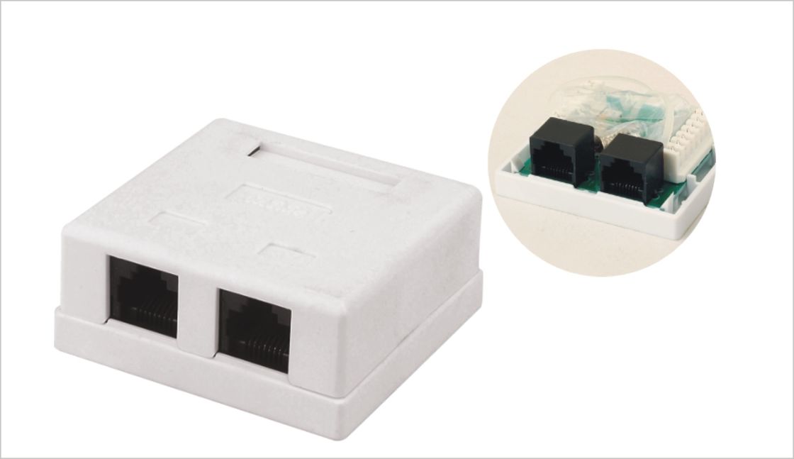 2 منفذ شبكة الحائط مقبس مخرج سطح جبل RJ45 CAT5E CAT6 اللون الأبيض YH7014