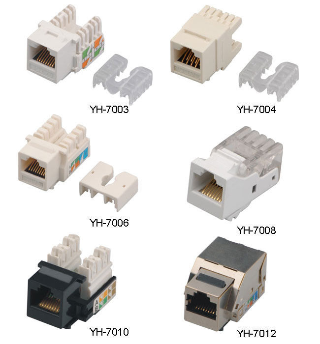 اللون الأبيض سطح جبل منافذ Cat5e RJ45 110IDC شبكة كيستون جاك YH7008
